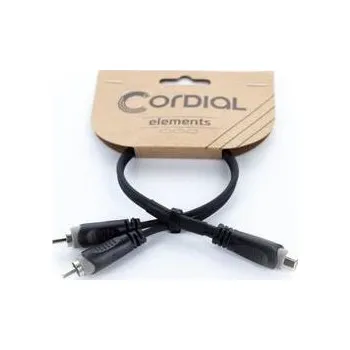 Audio kabel Cordial 14888 jack / cinch audio Y adaptér [1x cinch zásuvka - 2x cinch zástrčka] 0.30 m černá PVC plášť, dvoužilové vedení