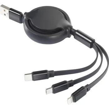 Prodlužovací kabel Renkforce Nabíjecí kabel USB USB 2.0 USB-A zástrčka 1.00 m chromová černá flexibilní provedení RF-5800360