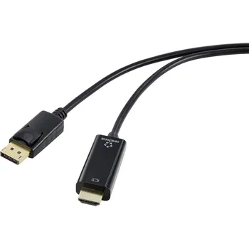 Audio kabel Renkforce DisplayPort / HDMI kabelový adaptér Konektor DisplayPort, Zástrčka HDMI-A 2.00 m černá RF-5179188 Kabel DisplayPort