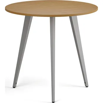 Konferenční stolek Konferenční stůl PRIMO VIBE, průměr 80 cm, šedostříbrná podnož, buk