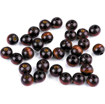 Korálek Dřevěné korálky Ø10 mm Varianta: 4 hnědá tmavá, Balení: 20 g