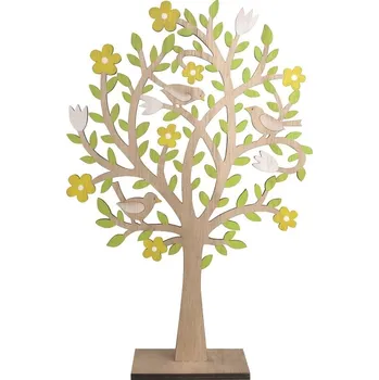 Bytová dekorace Strom dřevěný se žlutými květy na postavení 30 cm