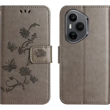 Pouzdro na mobilní telefon Flower knížkové pouzdro na Honor 400 Pro - šedé
