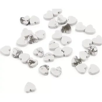 Korálek Minerální korálek srdce Ø6 mm - bilá - 10 ks