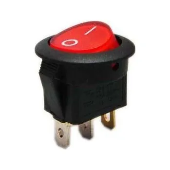 vypínač Přepínač kolébkový kulatý prosvětlený 2pol./3pin ON-OFF 250V/6A červený 02620015