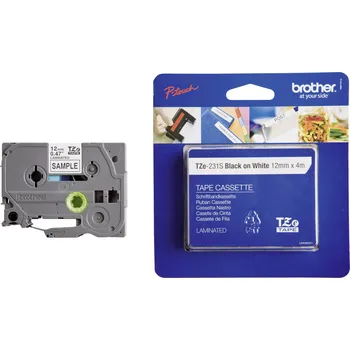Kotouček do pokladny a tiskárny štítků páska do štítkovače Brother TZe, TZ TZe-231S Barva pásky: bílá Barva písma:černá 12 mm 4 m