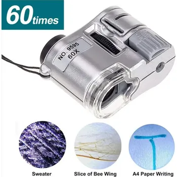 Kapesní lupa 60× s LED a UV osvětlením