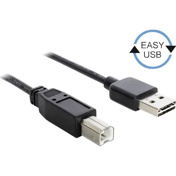 elektrický kabel Delock USB kabel USB 2.0 USB-A zástrčka, USB-B zástrčka 3.00 m černá oboustranně zapojitelná zástrčka, pozlacené kontakty, UL certifikace 83360