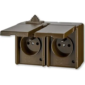 Elektrická zásuvka Instalační zásuvka dvojnásobná nástěnná 5518-2029B IP44 ABB Praktik hnědá