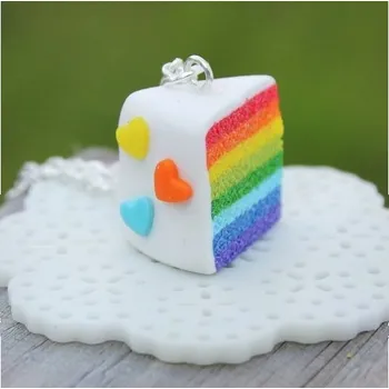 Řetízek Prosperk Řetízek s přívěskem Fimo - duhový dort se srdíčky S2568