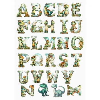 Přisada na vaření a pečení Jedlý tisk – Dinosauří abeceda A4 Fondánový list