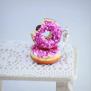 Náušnice CircusMind Růžovofialové donuty, jeden nakousnutý S4636