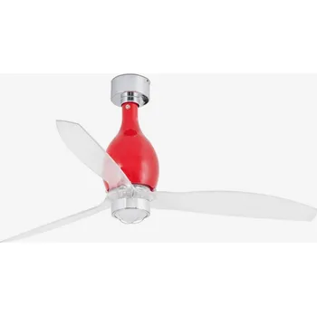 MINI ETERFAN M LED, červená/transparentní, stropní ventilátor s DC motorem - FARO
