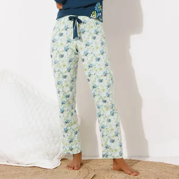 Dámské pyžamo Blancheporte Pyžamové kalhoty s potiskem okvětních lístků lipová/režná 52