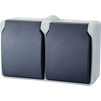 Elektrická zásuvka GAO 9872 spínání ve vlhkých místnostech dvojitá zásuvka Standard šedá 1 ks