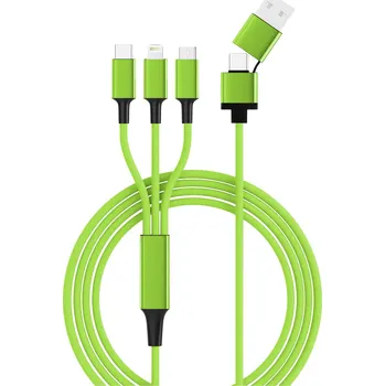 Prodlužovací kabel Smrter Nabíjecí kabel USB USB 2.0 Apple Lightning konektor, USB-A zástrčka, USB-C ® zástrčka, USB Micro-B zástrčka 1.20 m zelená s funkcí OTG, látkový potah
