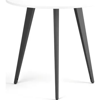 Konferenční stolek Konferenční stůl PRIMO VIBE, průměr 80 cm, černá podnož, bílá