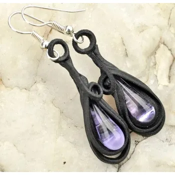 Náušnice Filipová SLZIČKY, fialové skleněné náušnice