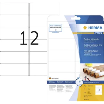 Kotouček do pokladny a tiskárny štítků Herma 9533 Fóliové etikety 99.1 x 42.3 mm polyethylenová fólie bílá 120 ks trvalé barevná laserová tiskárna, laserová tiskárna, barevná kopírka, kopírka, ruční