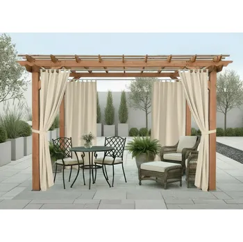 Pergola Venkovní zahradní závěs s poutky SANTIAGO color 16 smetanová, různé rozměry (cena za 1 kus) + dárek úvaz MyBestHome Rozměr: 155x200 cm