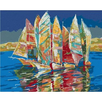 Diamantové malování Diamondi - BAREVNÉ PLACHETNICE, 40x50 cm, bez rámu a bez vypnutí plátna