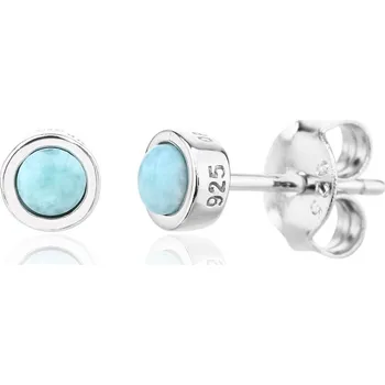 Náušnice Bealio BEALIO 14312 Stříbrné náušnice KULATÉ larimar 5 mm 03-14312-4055