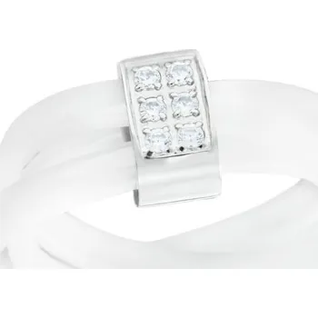 Prsten BM Jewellery Dámský keramický prsten se zirkony bílý S11294100