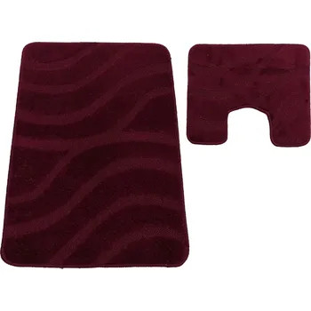 Koupelnová předložka Sada koupelnových koberečků Sympho s výřezem - tmavě červená