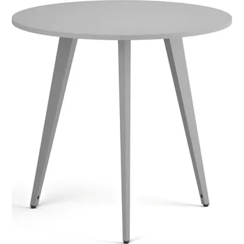 Konferenční stolek Konferenční stůl PRIMO VIBE, průměr 80 cm, šedostříbrná podnož, šedá