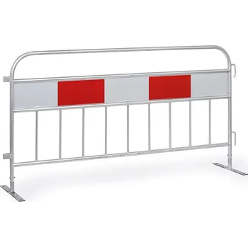 Plot Mobilní kovová zábrana s nohami a výstražnou fólií, 2100 x 1100 mm