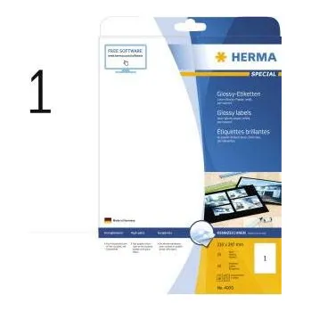 Kotouček do pokladny a tiskárny štítků Herma 4909 univerzální etikety 210 x 297 mm papír, lesklý bílá 25 ks trvalé laserová tiskárna, kopírka, barevná laserová tiskárna, barevná kopírka