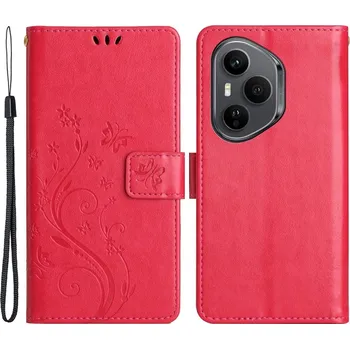 Pouzdro na mobilní telefon Flowers knížkové pouzdro na Honor 400 Pro - červené