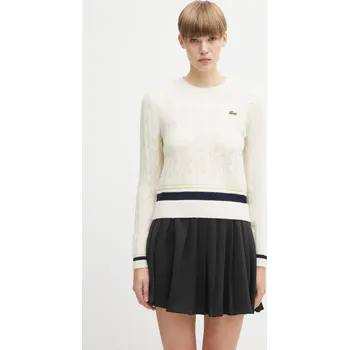 Dámský svetr Svetr s příměsí vlny Lacoste, 42, béžová, 01X