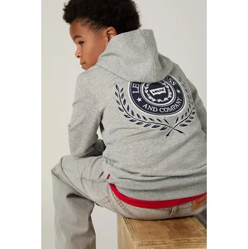 Chlapecká mikina Dětská mikina Levi's MODERN CREST HOODIE 9EP587 šedá 09X, vel. 140