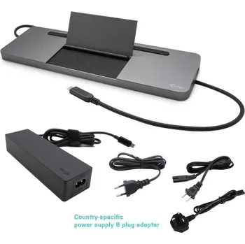 i-tec USB-C Metal Ergonomic 4K 3x Display Docking Station with Power Delivery 85W + i-tec Universal Charger 100W (bundle C31FLATPRO100