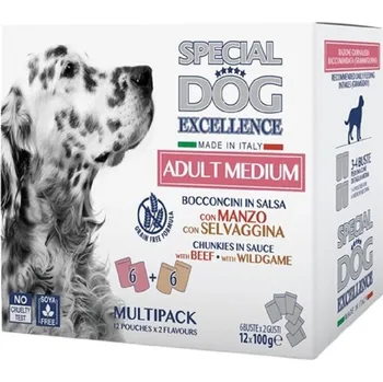 Monge 12x100g Excellence Multibox Medium Beef/Wild dog