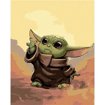 Diamantové malování Diamondi - BABY YODA, 40x50 cm, bez rámu a bez vypnutí plátna