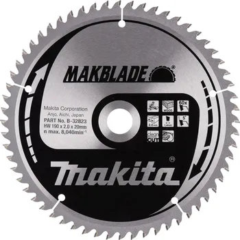 Pilový kotouč MAKITA B-32823 Kotouč pilový dřevo MAKBLADE 190x2x20mm 60Z = old B-09042 free_store_pickup