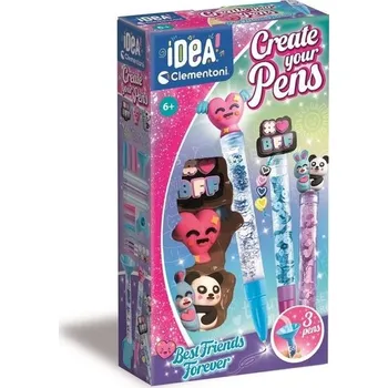kreativní sada Clementoni Idea - Vytvořte si vlastní pera: Nejlepší přátelé navždy, Personalizovaná dílna s pery,