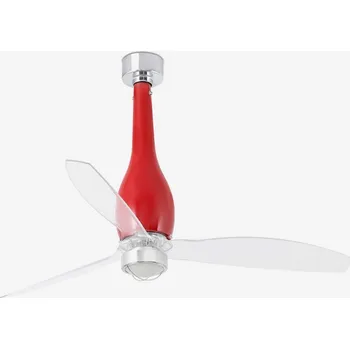 ETERFAN M LED, červená/transparentní, stropní ventilátor s DC motorem - FARO