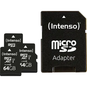 Paměťová karta Intenso Premium 3er Pack (3 x 64 GB) paměťová karta microSDXC 64 GB Class 10 UHS-I vč. SD adaptéru
