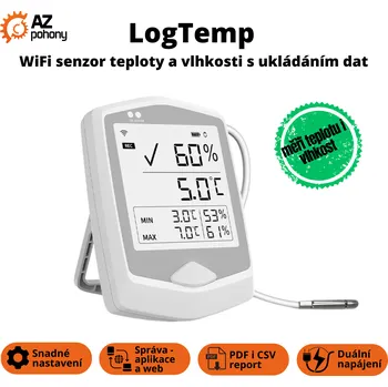 LogTemp – WiFi senzor teploty a vlhkosti s ukládáním dat, web a app cloud zdarma