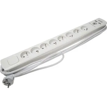 Prodlužovací kabel Prodlužovací kabel, délka kabelu: 5m 1.5mm² 8 zásuvek H05VV-F, 250 V Bílá, Nástěnná montáž, Bílá Ano Zásuvková lišta