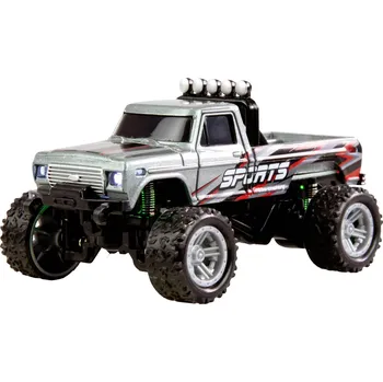 RC model auta Amewi šedá komutátorový 1:64 RC model auta elektrický monster truck zadní 2WD (4x2) RtR 2,4 GHz vč. akumulátorů a kabelu k nabíjení, se světelným efektem