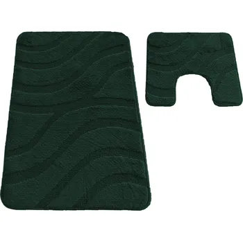Koupelnová předložka Sada koupelnových koberečků Sympho s výřezem - tmavě zelená