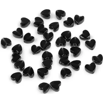 Korálek Skleněný korálek srdce Ø6 mm - černá - 10 ks