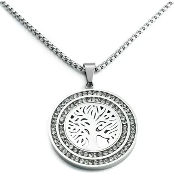 Náhrdelník BM Jewellery Dámský náhrdelník 3,4 cm strom života se zirkony z chirurgické oceli S113226090