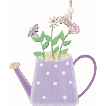 Velikonoční dekorace Konev dřevěná fialová 12 x 13 x 0,5 cm na zavěšení