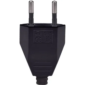 Solight zástrčka plochá 2.5A, přímá, IP20, černá - P60B