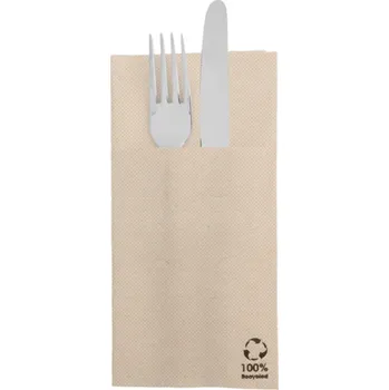 Papírový ubrousek Gastro obaly BIO ubrousek hnědý DOUBLE POINT složený do kapsy na příbory 40x40cm (min. počet 1400ks)